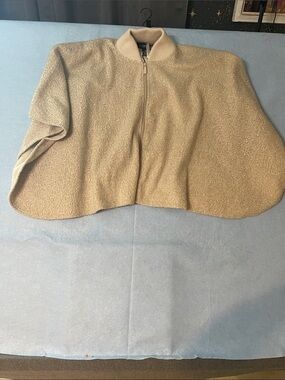 Zip-Front Short Cape Sweater in Taupe